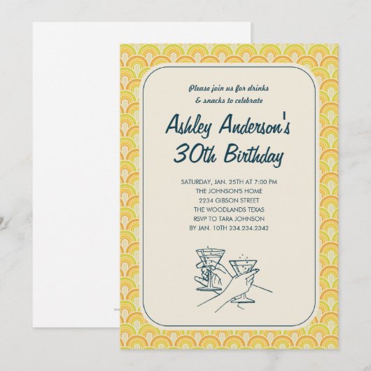 レトロな招待状 招待状 (正面/裏面)