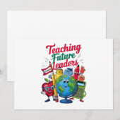 レトロな指導スタイルで未来のリーダーを育てる教師 学校生活 招待状 (正面/裏面)