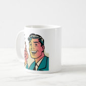 レトロな指差し男性マグ コーヒーマグカップ (正面左)
