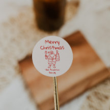 レトロな描き下ろし赤いサンタクロース メリークリスマス
