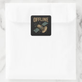 レトロな故障衛星 "OFFLINE" スペースアート スクエアシール (バッグ)
