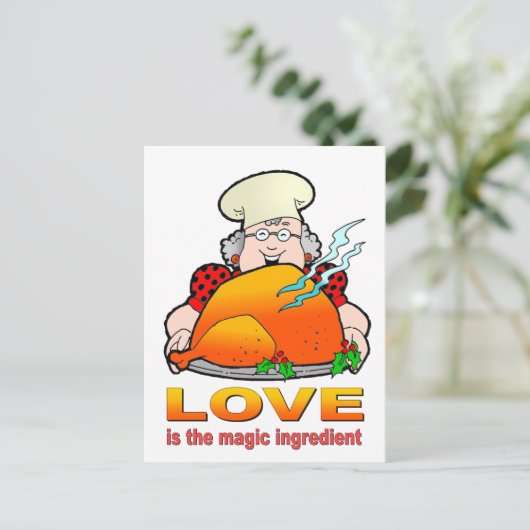レトロな料理デザイン。愛が魔法の秘成分。 ポストカード (スタンド正面)