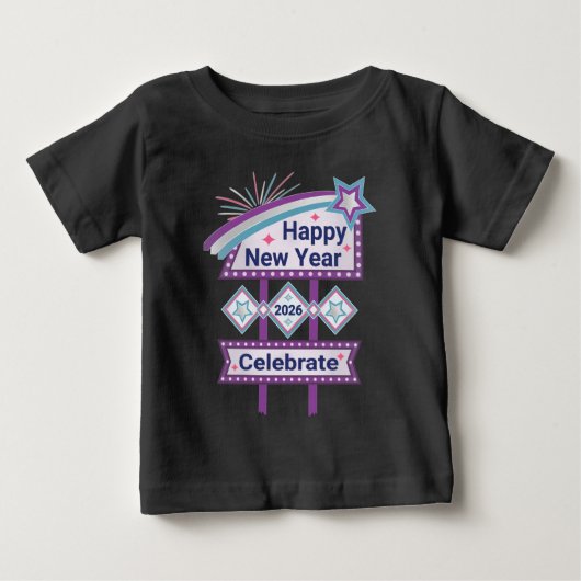 レトロな新年サイン - 陽気なお祝い ベビーTシャツ (正面)