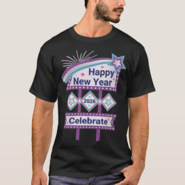 レトロな新年サイン - 陽気なお祝い Tシャツ
