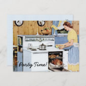 レトロな新築祝いパーティー 招待状 (正面/裏面)