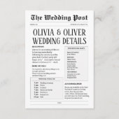 レトロな新聞スタイルの結婚式詳細カード エンクロージャーカード (正面)