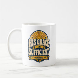 レトロな日の出のキリスト教デザイン His Grace Is Sufficient コーヒーマグカップ