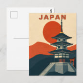 レトロな日本の神社と塔の旅 ポストカード (正面/裏面)