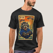 レトロな日本のUFOアライグマ面白ゲーマー Tシャツ (正面)