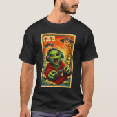 レトロな日本のUFOエイリアンおもしろゲーマー Tシャツ (正面)