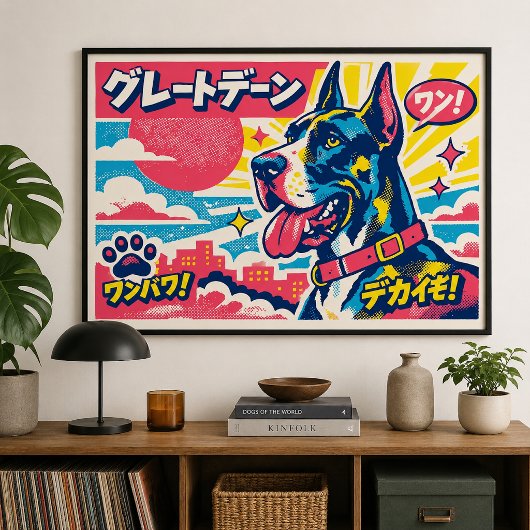 レトロな日本風漫画スタイルのグレートデーンのポスター ポスター