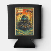 レトロな日本風UFOスキューバダイバー おもしろゲーマー 缶クーラー (裏面)
