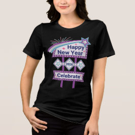 レトロな明けましておめでとうございますのサイン – 祝祭のマーキー トライブレンドTシャツ