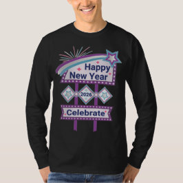 レトロな明けましておめでとうございますのサイン - 祝祭のマーキー Tシャツ