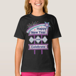 レトロな明けましておめでとうございますの看板 – 祝祭の華やかさ Tシャツ