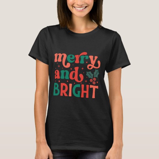 レトロな明るいクリスマス赤ちゃん Tシャツ (正面)