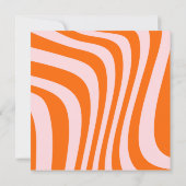 レトロな明るい色のピンク、オレンジ、マゼンタの結婚式 招待状 (裏面)