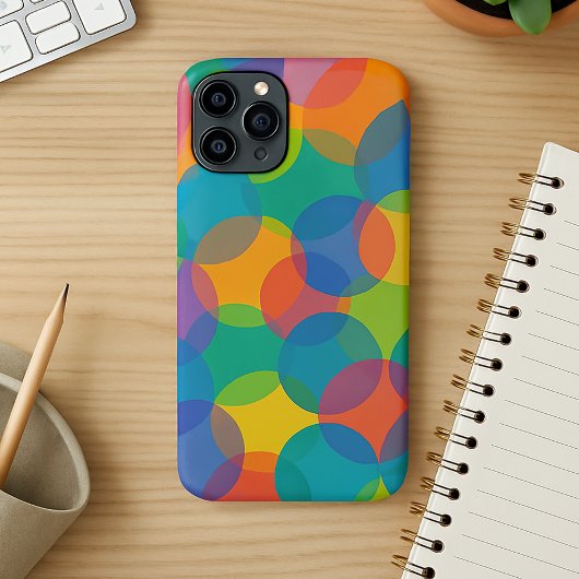 レトロな明るい色の不定形な形の芸術パターン iPhoneケース