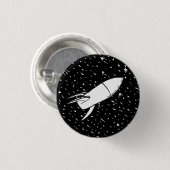 レトロな星空に打ち上げられる宇宙ロケット 缶バッジ (正面&裏面)