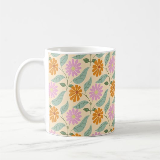 レトロな春の花 コーヒーマグカップ (左)
