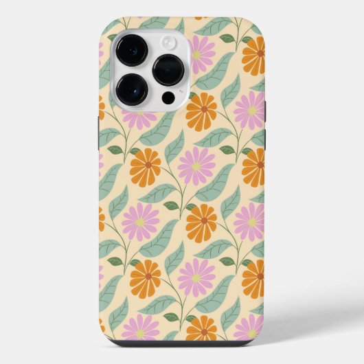 レトロな春の花 iPhoneケース (裏面)