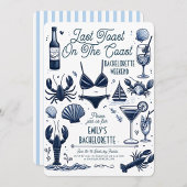 レトロな最後の沿岸コースト独身最後の週末 招待状