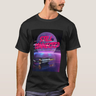 レトロな有線音楽ヘッドホンでつながっている Tシャツ