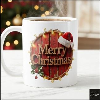 レトロな木のメリークリスマスイルミネーション コーヒーマグカップ