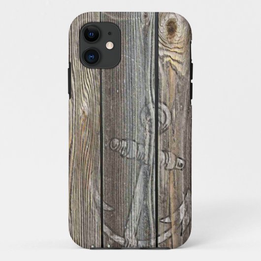 レトロな木材とアンカー Case-Mate iPhoneケース (裏面)