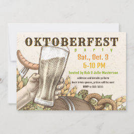 レトロな木版画 オクトーバーフェスト ご招待 招待状