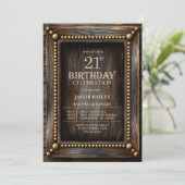 レトロな木目調の21歳の誕生日パーティー 招待状 (スタンド正面)