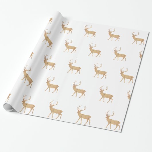レトロな木製の背景の鹿 ラッピングペーパー (アンロールド)