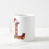 レトロな木製クリスマスイニシャルLイルミネーション コーヒーマグカップ (正面左)