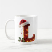 レトロな木製クリスマスイニシャルLイルミネーション コーヒーマグカップ (左)