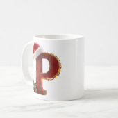 レトロな木製クリスマス文字Pイルミネーション コーヒーマグカップ (正面左)