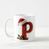 レトロな木製クリスマス文字Pイルミネーション コーヒーマグカップ (左)