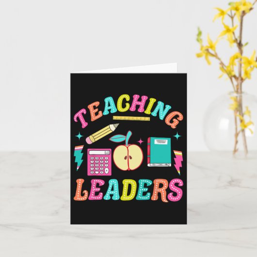 レトロな未来のリーダーたちを教える教師 クールな教師のバック カード (黄色い花)