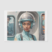 レトロな未来主義の黒人女性漫画スタイル 薄葉紙 (正面)