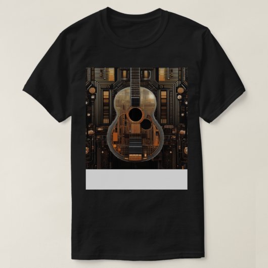レトロな未来的なアコースティックギター Tシャツ (デザイン正面)