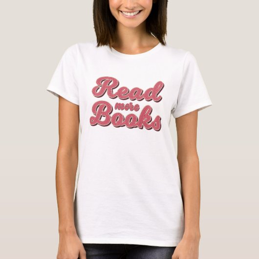 レトロな本好きTシャツ もっと本を読もう Tシャツ (正面)