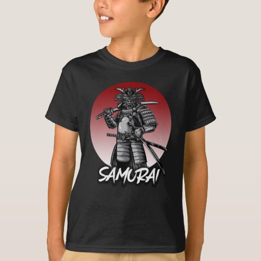 レトロな格式高い侍 - モノクロ Tシャツ (正面)