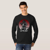 レトロな格式高い侍 - モノクロ Tシャツ (正面フル)