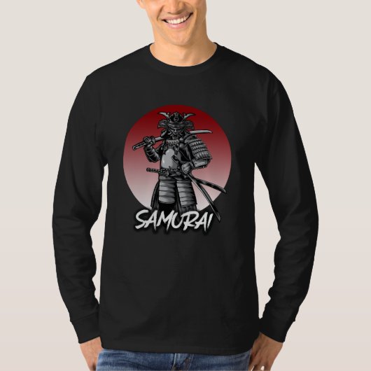レトロな格式高い侍 - モノクロ Tシャツ (正面)