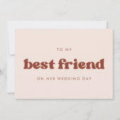 レトロな桃色のデザイン 結婚式当日の親友へ 招待状 (正面)