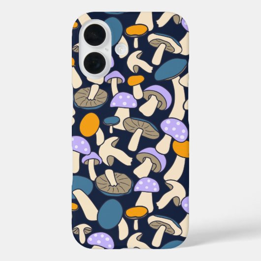 レトロな森のキノコ模様 ミッドナイトフォレスト Case-Mate iPhoneケース (裏面)