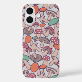 レトロな森のキノコ模様 秋の菌根 iPhone 16ケース