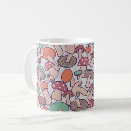 レトロな森のキノコ狩り・秋の菌類 コーヒーマグカップ