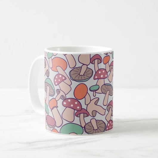 レトロな森のキノコ狩り・秋の菌類 コーヒーマグカップ (正面左)