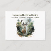 レトロな森のシカの角のハンティングキャビンQRコード 名刺 (正面)