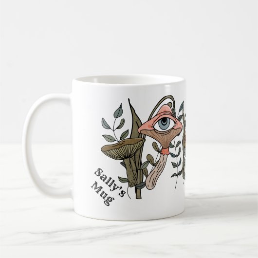 レトロな森を探している友人のキノコ菌 コーヒーマグカップ (左)